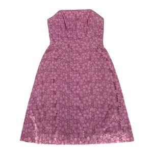 Lilly Pulitzer Sienna Kentucky Pink Floral Eyelet Strapless A-Line Dress Size 12